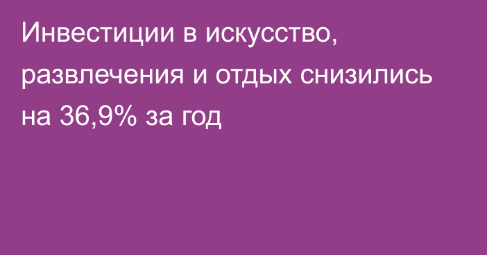 Инвестиции в искусство, развлечения и отдых снизились на 36,9% за год