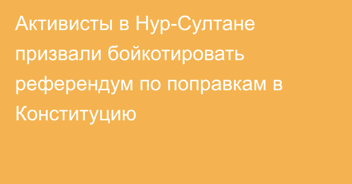 Активисты в Нур-Султане призвали бойкотировать референдум по поправкам в Конституцию