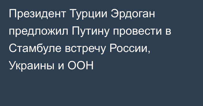 Президент Турции Эрдоган предложил Путину провести в Стамбуле встречу России, Украины и ООН