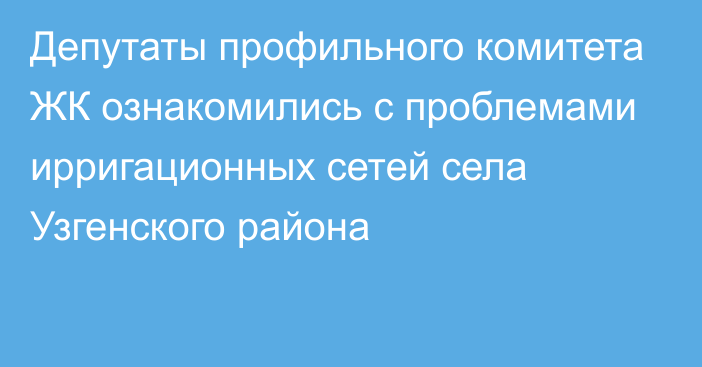 Депутаты профильного комитета ЖК ознакомились с проблемами ирригационных сетей села Узгенского района