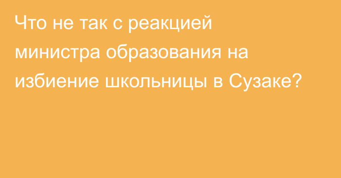 Что не так с реакцией министра образования на избиение школьницы в Сузаке?