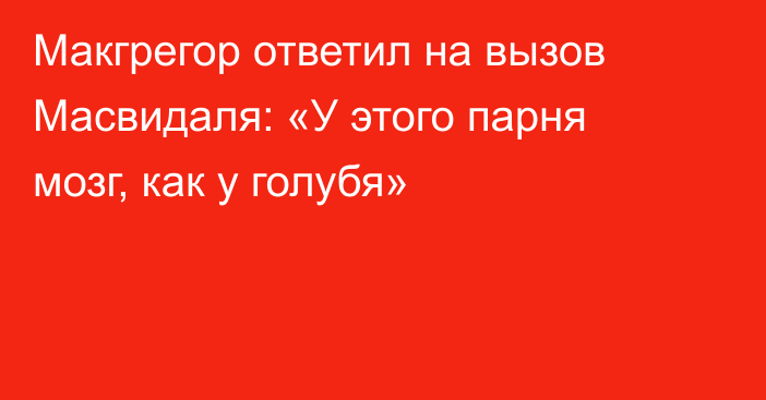 Макгрегор ответил на вызов Масвидаля: «У этого парня мозг, как у голубя»