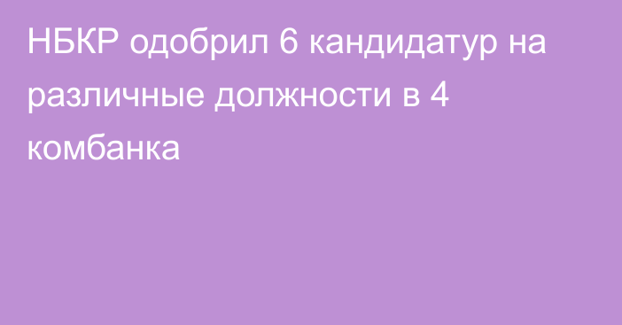 НБКР одобрил 6 кандидатур на различные должности в 4 комбанка