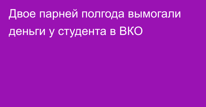 Двое парней полгода вымогали деньги у студента в ВКО