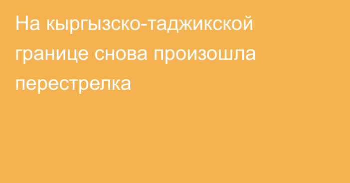 На кыргызско-таджикской границе снова произошла перестрелка