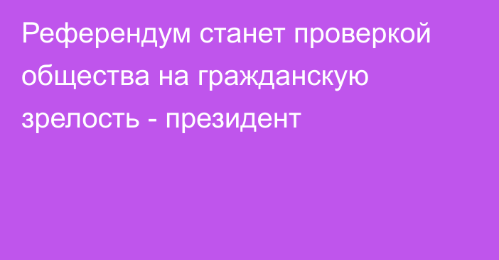 Референдум станет проверкой общества на гражданскую зрелость - президент