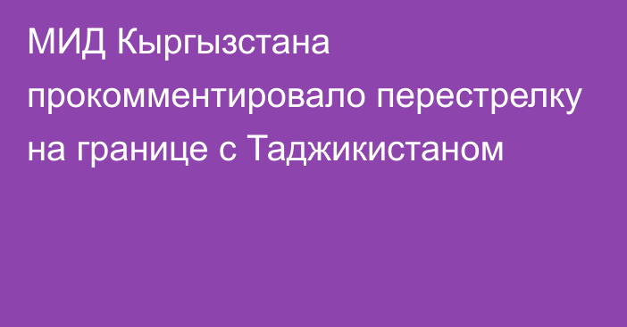 МИД Кыргызстана прокомментировало перестрелку на границе с Таджикистаном