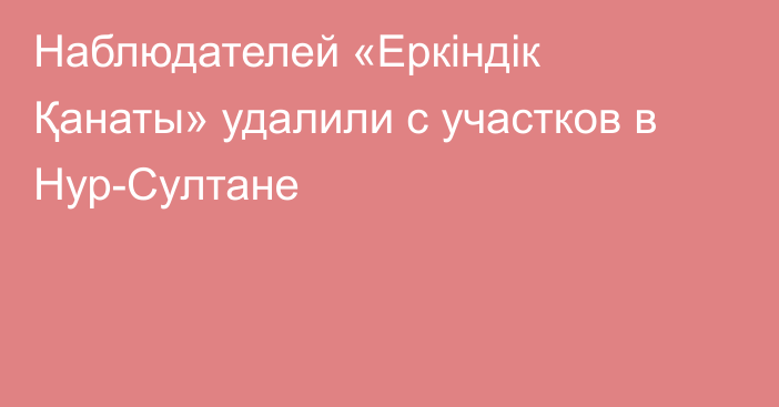 Наблюдателей «Еркіндік Қанаты» удалили с участков в Нур-Султане