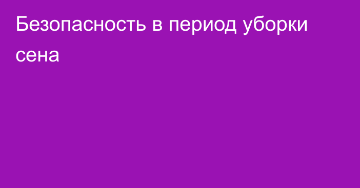 Безопасность в период уборки сена