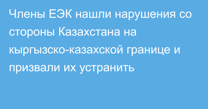 Члены ЕЭК нашли нарушения со стороны Казахстана на кыргызско-казахской границе и призвали их устранить