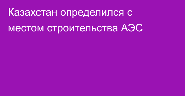 Казахстан определился с местом строительства АЭС