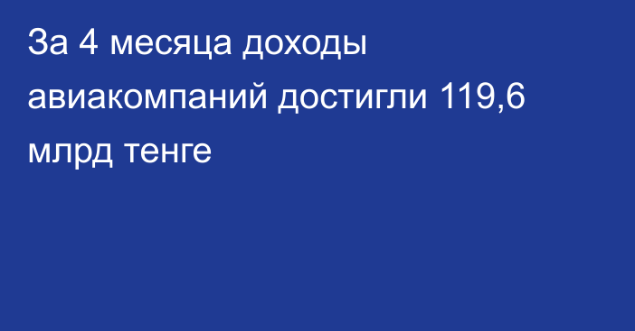 За 4 месяца доходы авиакомпаний достигли 119,6 млрд тенге