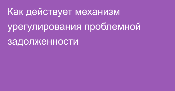 Как действует механизм урегулирования проблемной задолженности