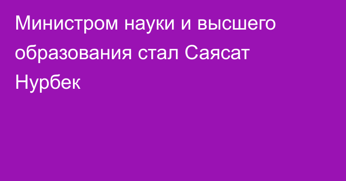 Министром науки и высшего образования стал Саясат Нурбек