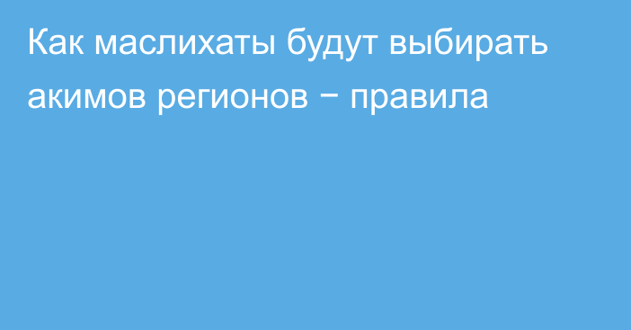 Как маслихаты будут выбирать акимов регионов − правила