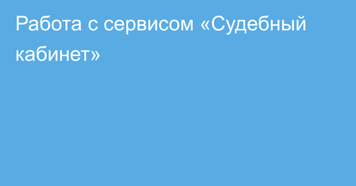 Работа с сервисом «Судебный кабинет»