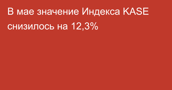 В мае значение Индекса KASE снизилось на 12,3%