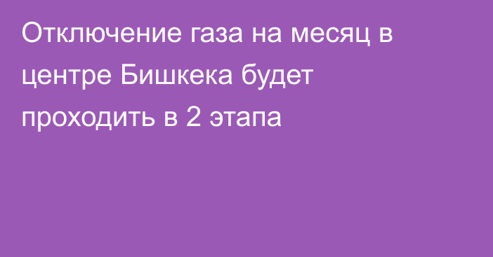 Отключение газа на месяц в центре Бишкека будет проходить в 2 этапа