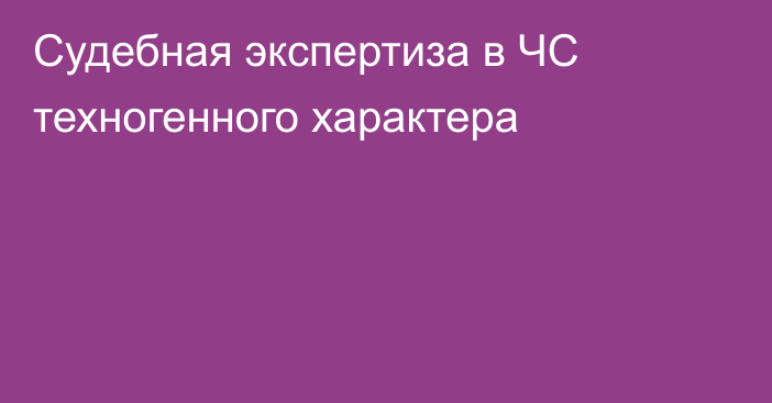 Судебная экспертиза в ЧС техногенного характера