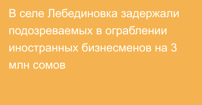 В селе Лебединовка задержали подозреваемых в ограблении иностранных бизнесменов на 3 млн сомов