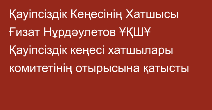 Қауіпсіздік Кеңесінің Хатшысы Ғизат Нұрдәулетов ҰҚШҰ Қауіпсіздік кеңесі хатшылары комитетінің отырысына қатысты