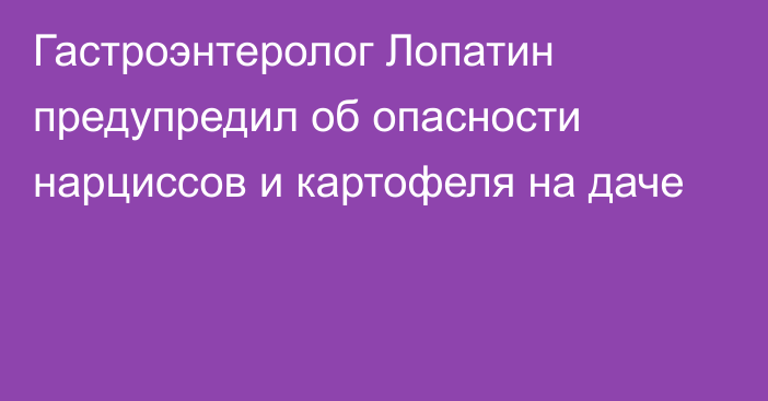 Гастроэнтеролог Лопатин предупредил об опасности нарциссов и картофеля на даче