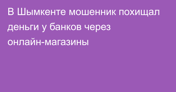 В Шымкенте мошенник похищал деньги у банков через онлайн-магазины