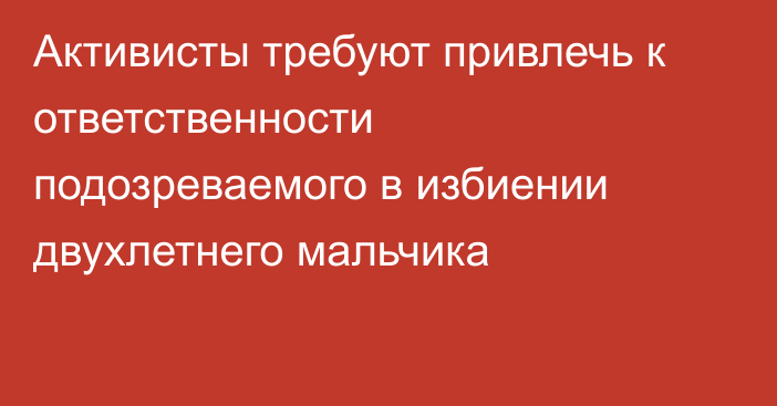 Активисты требуют привлечь к ответственности подозреваемого в избиении двухлетнего мальчика