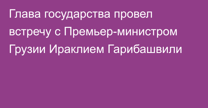 Глава государства провел встречу с Премьер-министром Грузии Ираклием Гарибашвили