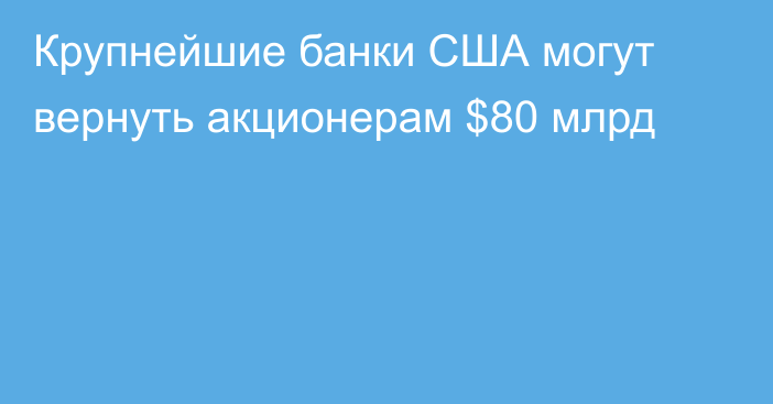 Крупнейшие банки США могут вернуть акционерам $80 млрд