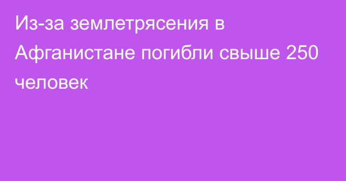 Из-за землетрясения в Афганистане погибли свыше 250 человек