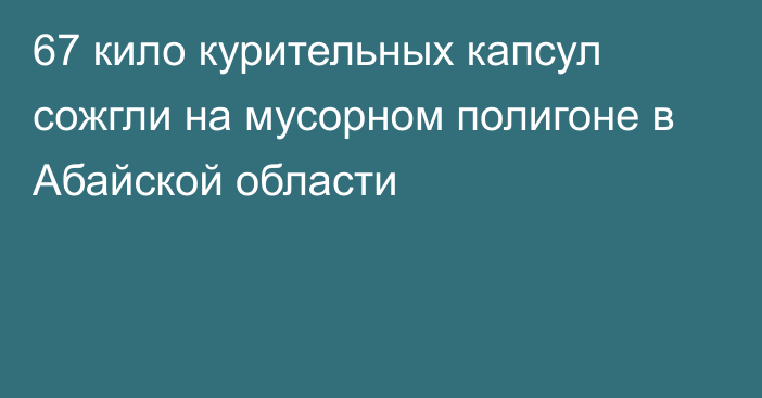 67 кило курительных капсул сожгли на мусорном полигоне в Абайской области