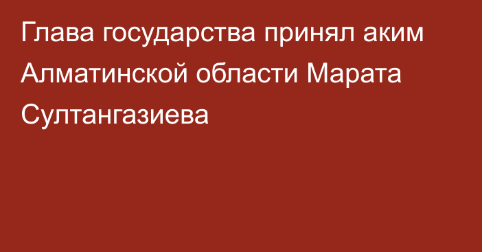 Глава государства принял аким Алматинской области Марата Султангазиева