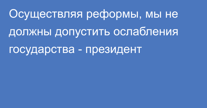 Осуществляя реформы, мы не должны допустить ослабления государства - президент