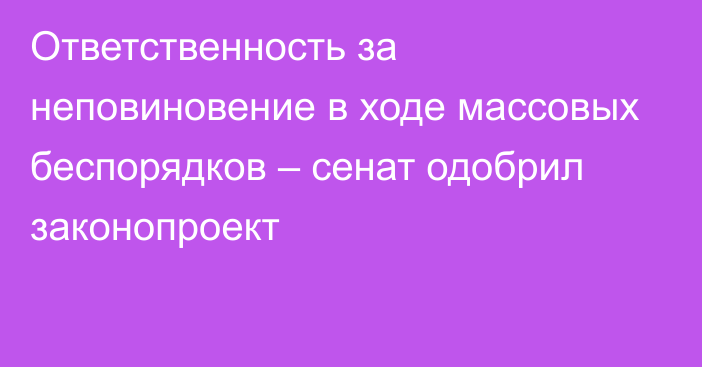 Ответственность за неповиновение в ходе массовых беспорядков – сенат одобрил законопроект