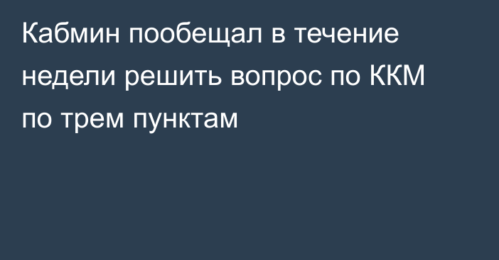 Кабмин пообещал в течение недели решить вопрос по ККМ по трем пунктам