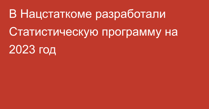 В Нацстаткоме разработали Статистическую программу на 2023 год