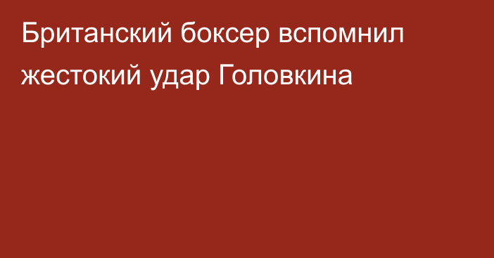 Британский боксер вспомнил жестокий удар Головкина