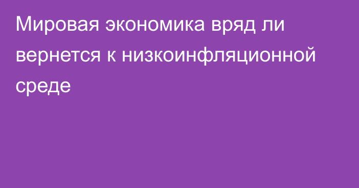 Мировая экономика вряд ли вернется к низкоинфляционной среде