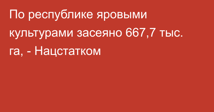 По республике яровыми культурами засеяно 667,7 тыс. га, - Нацстатком