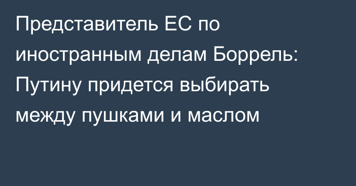 Представитель ЕС по иностранным делам Боррель: Путину придется выбирать между пушками и маслом