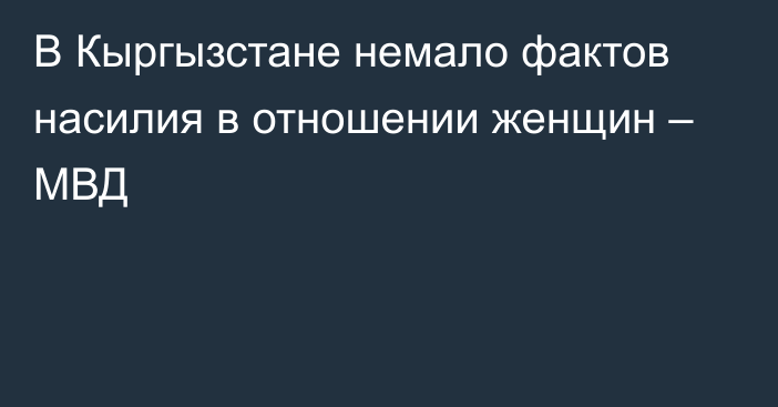 В Кыргызстане немало фактов насилия в отношении женщин – МВД