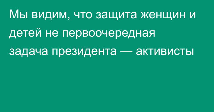 Мы видим, что защита женщин и детей не первоочередная задача президента — активисты