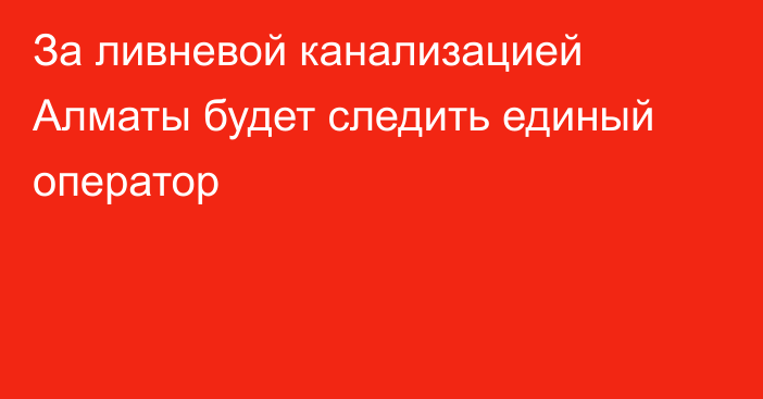 За ливневой канализацией Алматы будет следить единый оператор