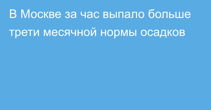 В Москве за час выпало больше трети месячной нормы осадков