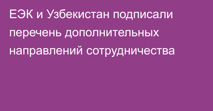 ЕЭК и Узбекистан подписали перечень дополнительных направлений сотрудничества