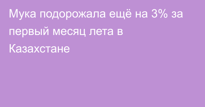 Мука подорожала ещё на 3% за первый месяц лета в Казахстане