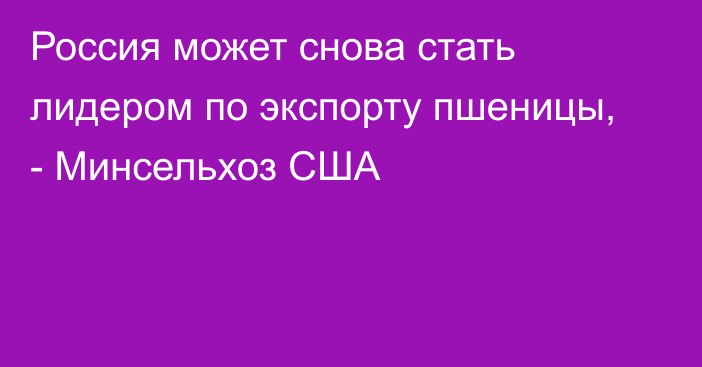 Россия может снова стать лидером по экспорту пшеницы, - Минсельхоз США