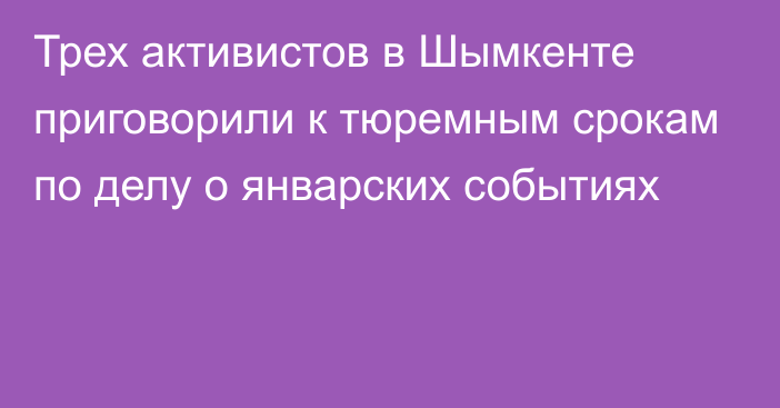 Трех активистов в Шымкенте приговорили к тюремным срокам по делу о январских событиях