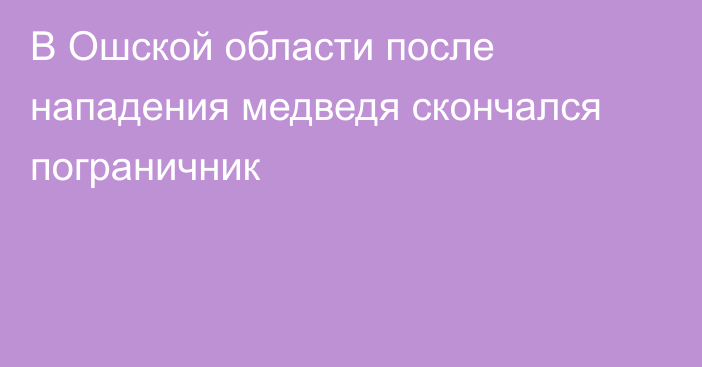 В Ошской области после нападения медведя скончался пограничник